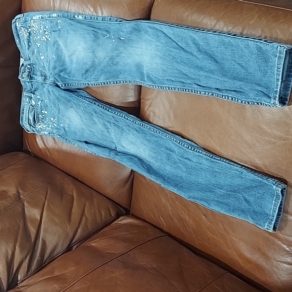 Y2K Hollister size 3 or 26 rhinestone silver embellished skinny jeans - Picture 2 of 10